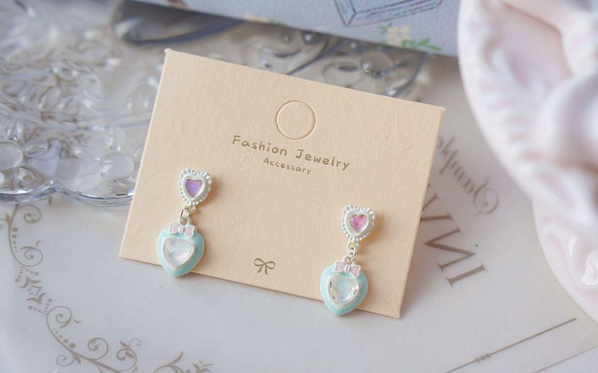 Heart Rhinestone Drop Earring / Clip-On Earring Product Image