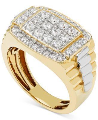 Mens Diamond Cluster Two-Tone Ring (1 ct. t.w.) in 10k Gold & White Gold Product Image