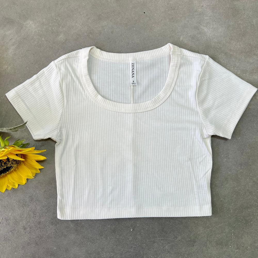 Zenana Ribbed Scoop Neck Crop Top Product Image