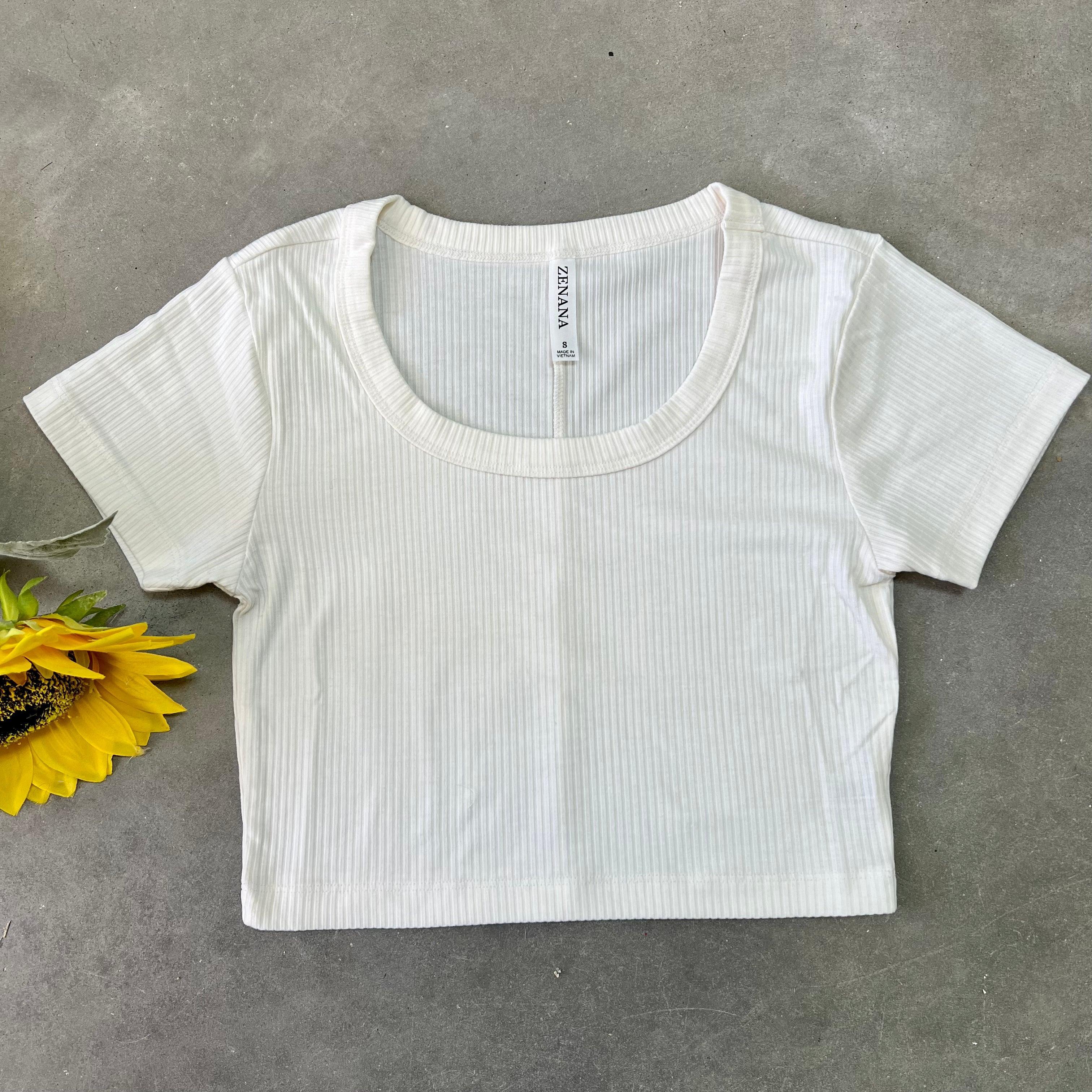 Zenana Ribbed Scoop Neck Crop Top Product Image