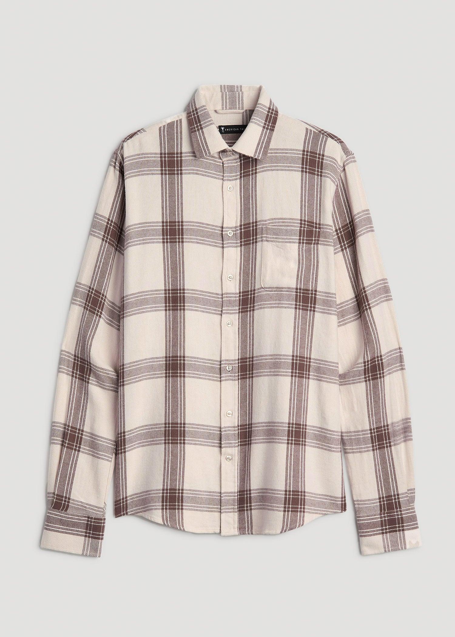 Nelson Flannel Shirt for Tall Men in Beige Plaid Product Image