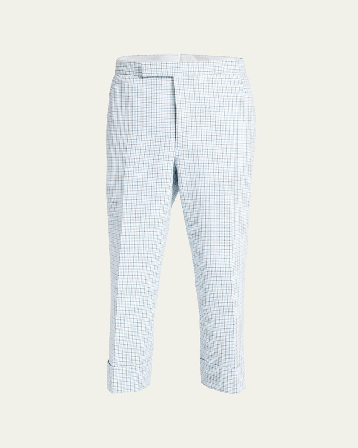 Mens Small Check Cuffed Crepe Trousers Product Image