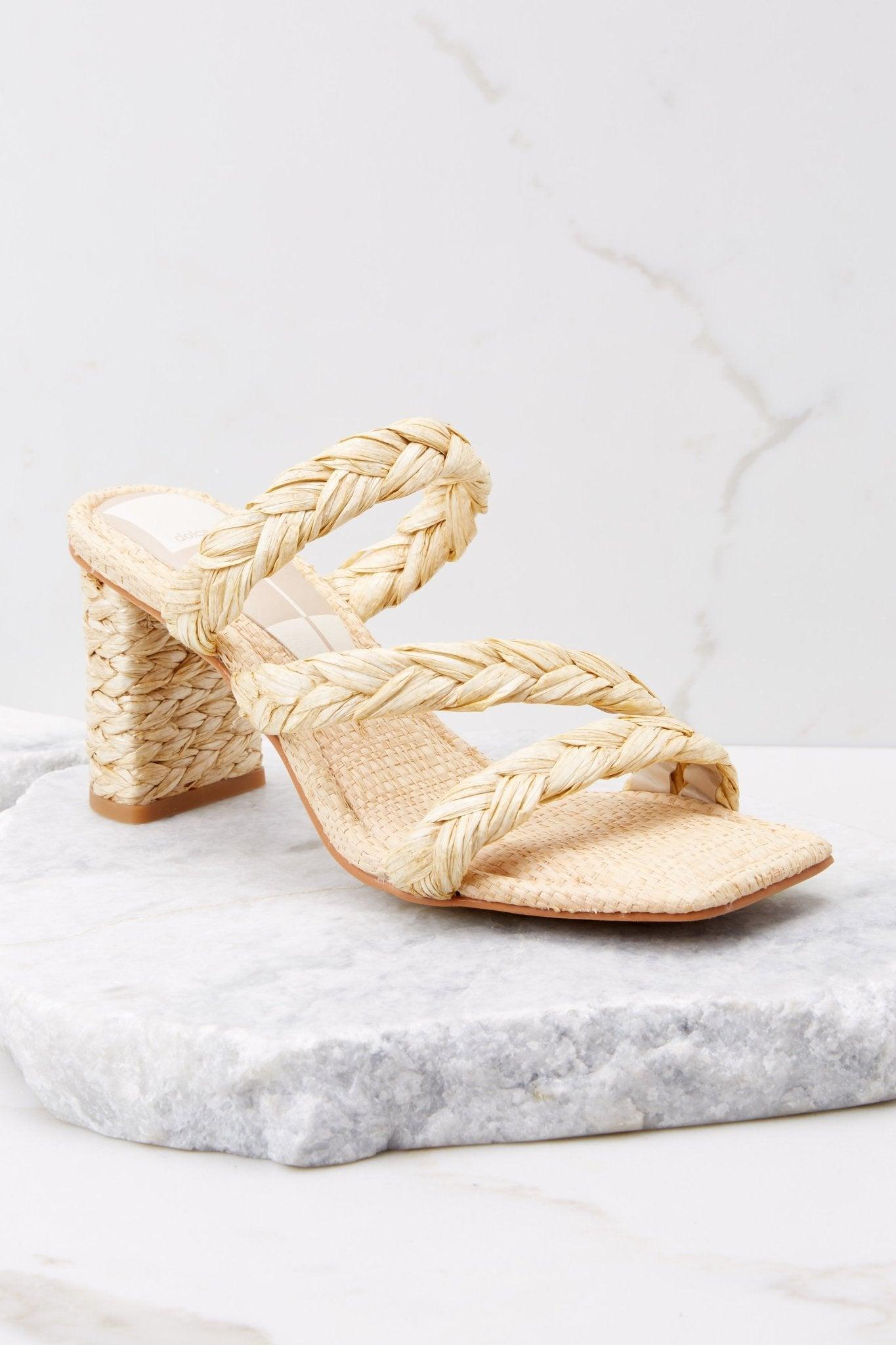 Dolce Vita Pang Light Natural Raffia Sandals Taupe Product Image