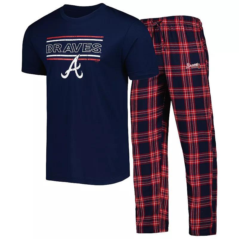 Mens Concepts Sport Navy/Red Atlanta Braves Badge T-Shirt & Pants Sleep Set Product Image