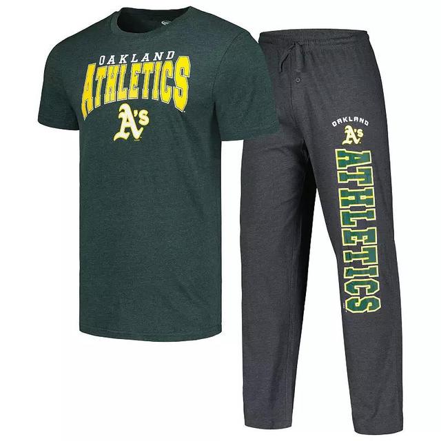 Mens Concepts Sport /Green Oakland Athletics Meter T-Shirt & Pants Sleep Set Grey Product Image