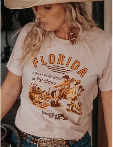 Cracker and Cur® Ladies S/S Florida Western 2.0 Tee - Peach Product Image