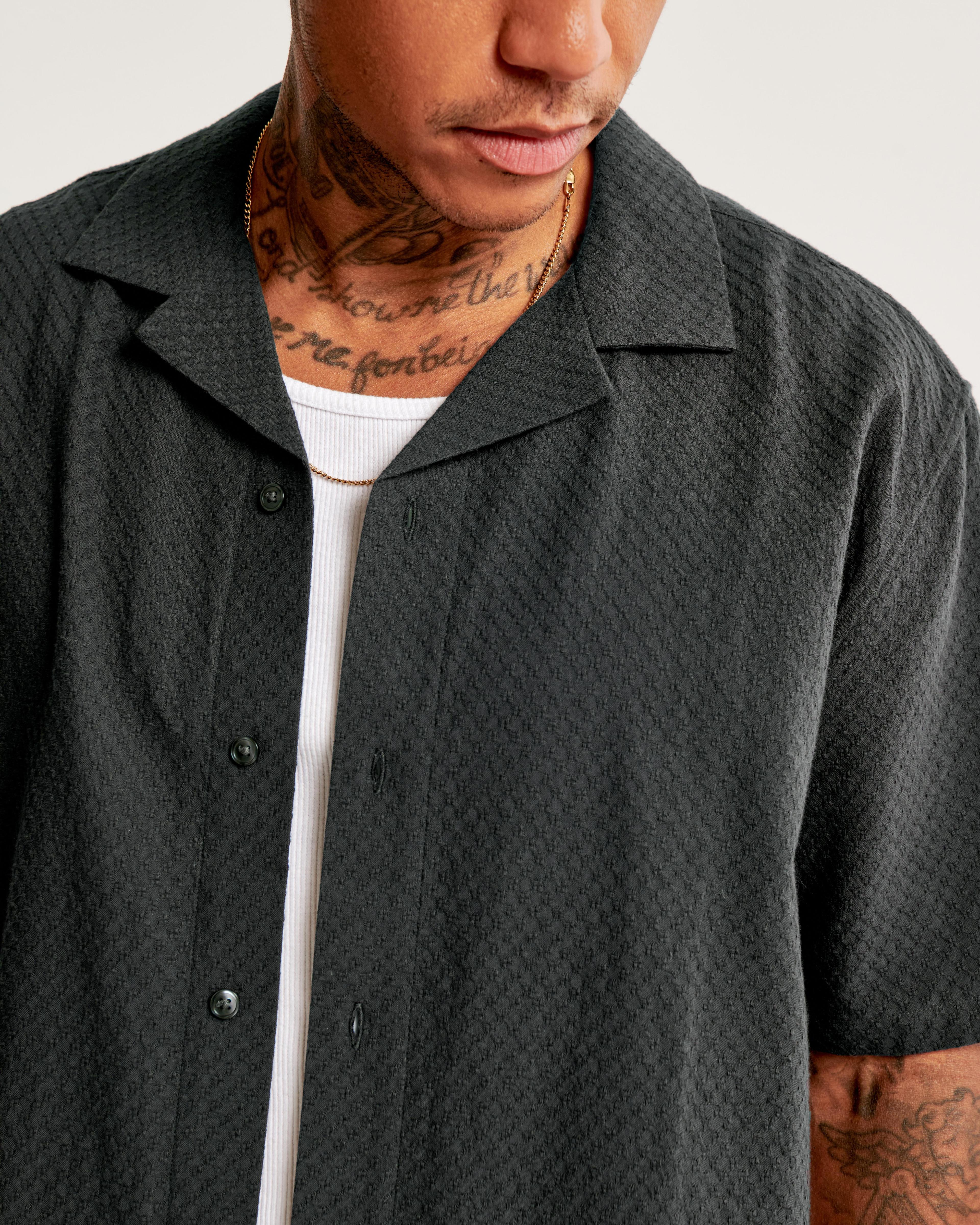 Camp Collar Waffle Button-Up Shirt Product Image