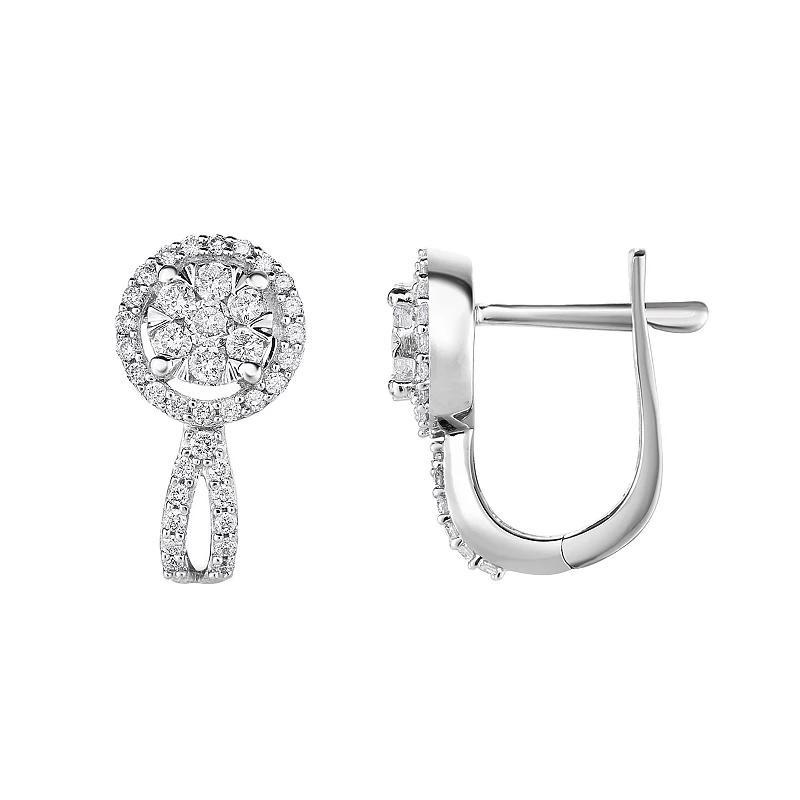 14k White Gold 1/2 Carat T.W. Diamond Fashion Earrings, Womens Product Image