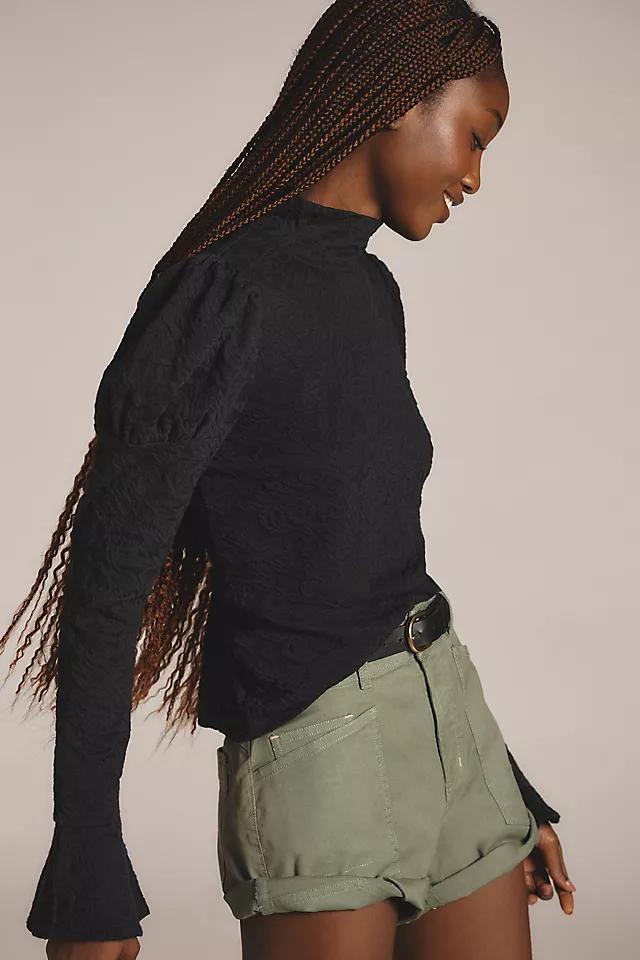 By Anthropologie Puff-Sleeve Turtleneck Jacquard Top product image