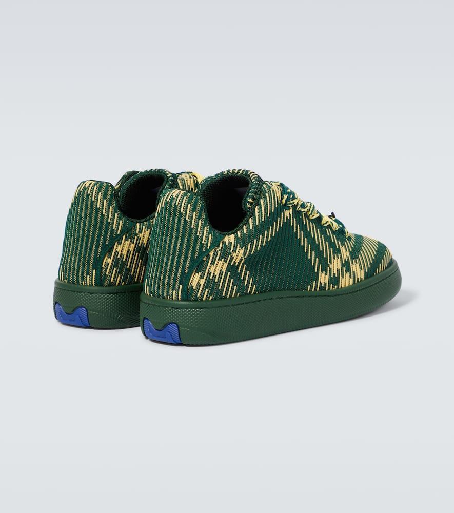 BURBERRY Checked Square-toe Sneakers In Green Product Image