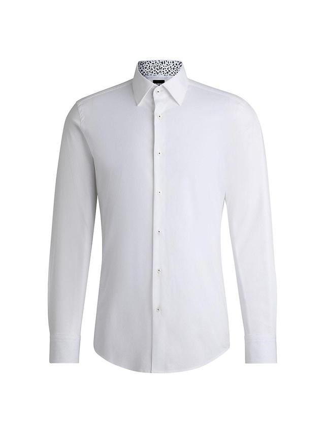 Mens Slim-Fit Shirt in Stretch Cotton-Poplin Product Image