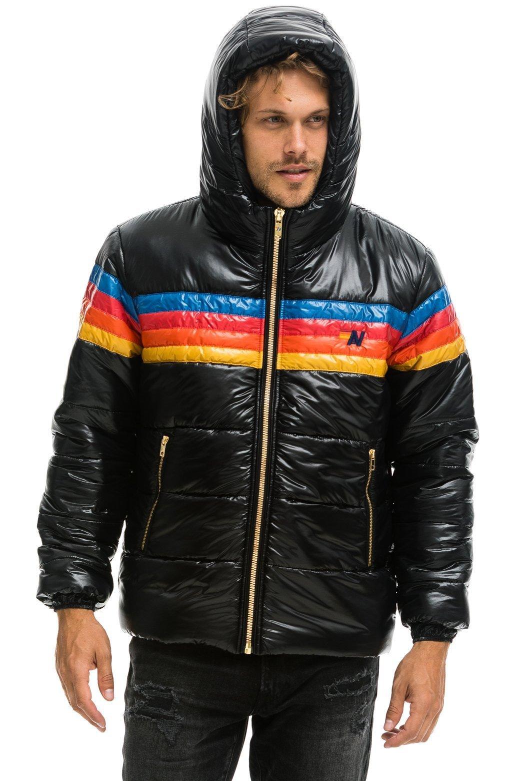 4 STRIPE LUXE TREKKER JACKET - GLOSSY BLACK Male Product Image