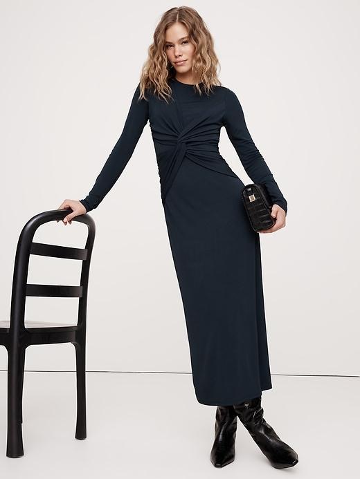 Jersey Knit Twist-Front Maxi Dress Product Image