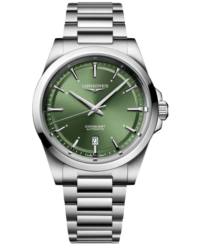 Longines Mens Swiss Automatic Conquest Stainless Steel Bracelet Watch 41mm - Silver Product Image