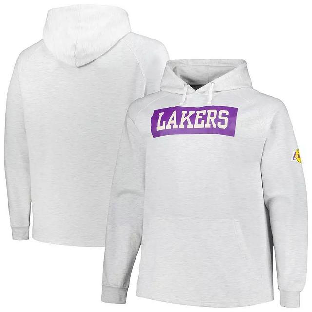 Mens Fanatics Ash Los Angeles Lakers Big & Tall Raglan Tri-Blend Pullover Hoodie Product Image