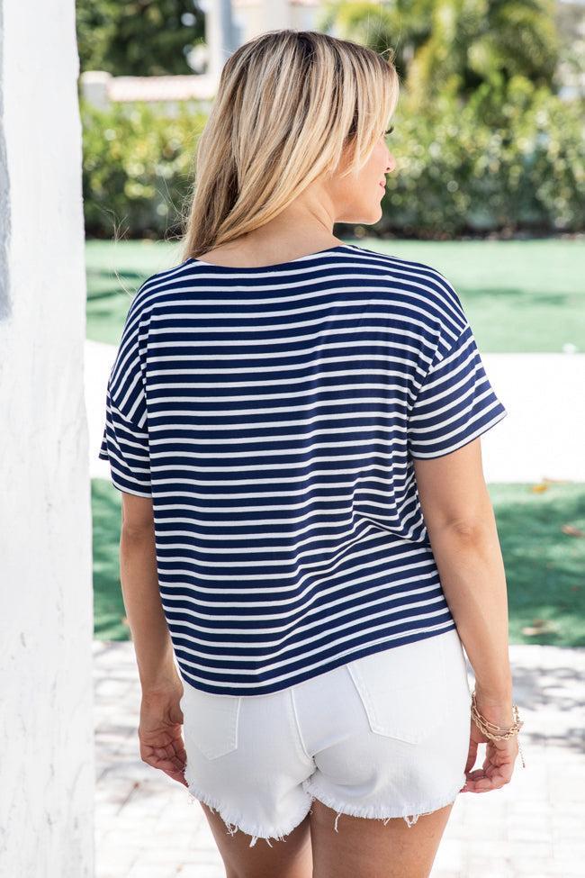 We're All Alright Navy and Ivory Striped Tee FINAL SALE Product Image