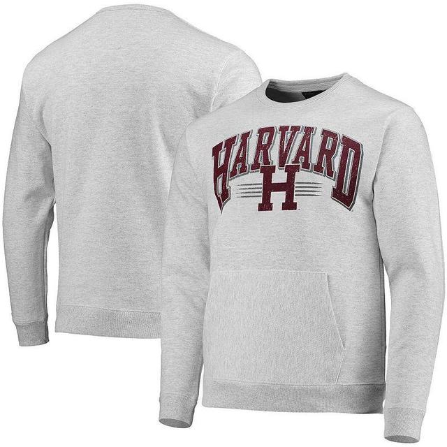 Mens League Collegiate Wear Heathered Gray Harvard Crimson Upperclassman Pocket Pullover Sweatshirt Product Image