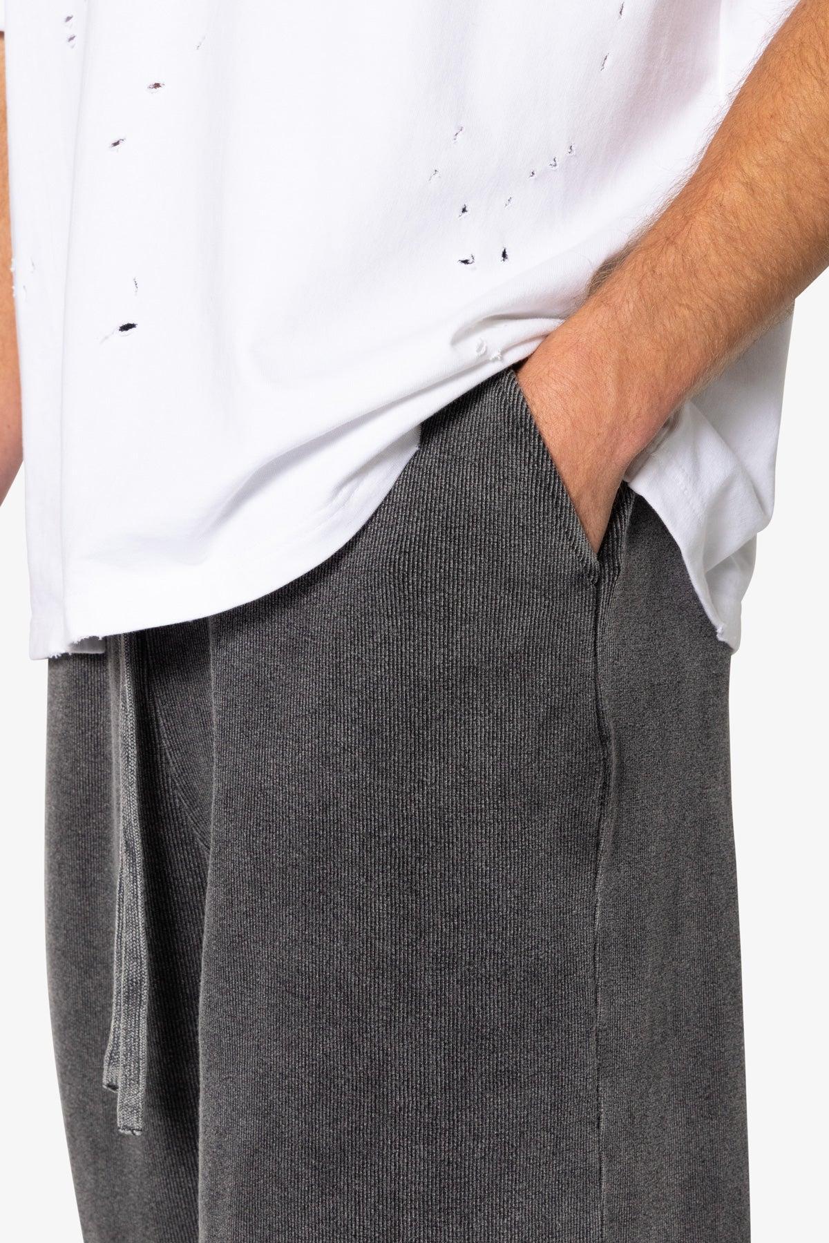 Ribbed Lightweight Washed Sweatpants - Black Product Image