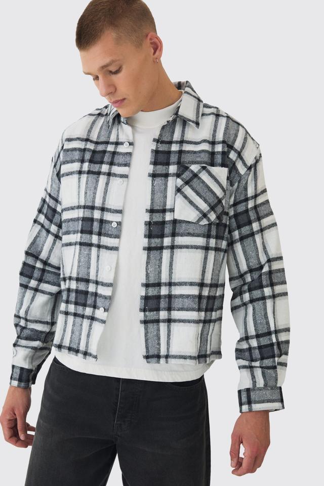 Oversized Boxy Plaid Long Sleeve Shirt | boohooMAN USA Product Image