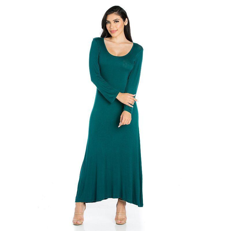 Womens 24seven Comfort Apparel Scoopneck Long Sleeve Maxi Dress product image