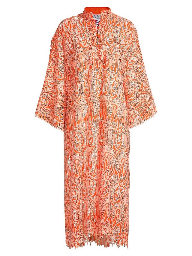 Womens Honeysuckle Floral Lace Caftan Dress Product Image