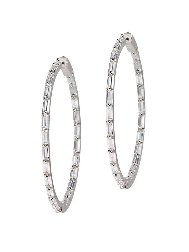 Womens The Collection Baguette 14K-Rose-Gold Vermeil & Crystal Hoops Product Image