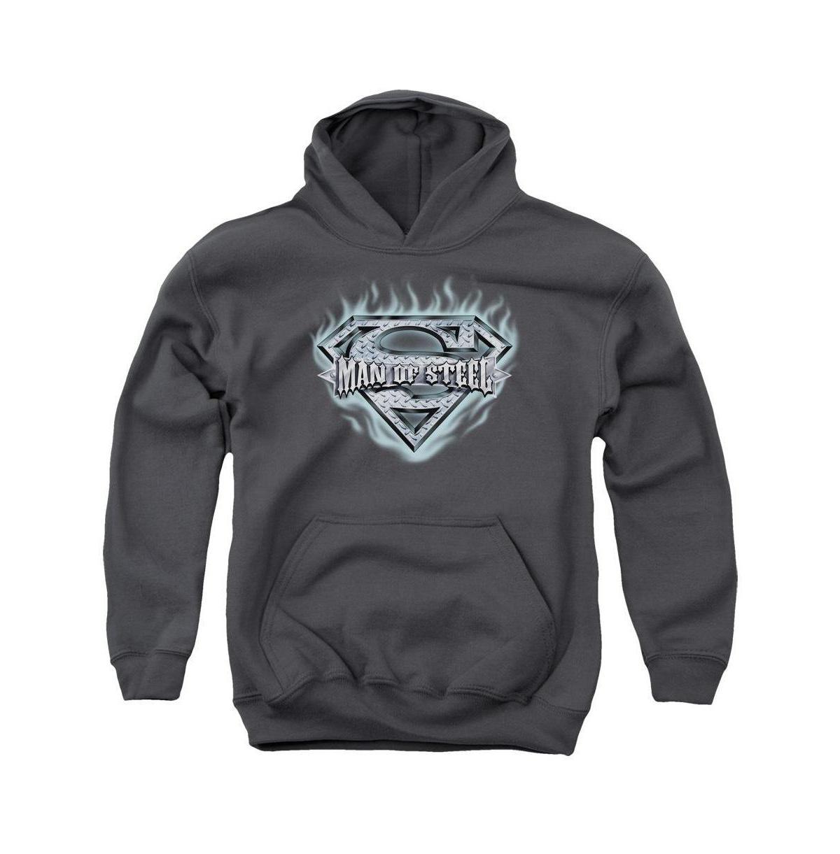 Superman Boys Youth Man Of Steel Shield Pull Over Hoodie / Hooded Sweatshirt Product Image