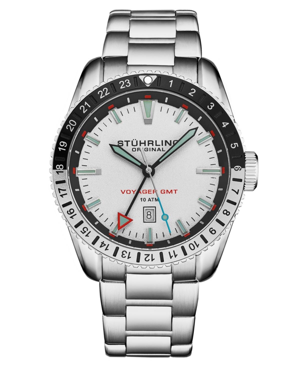 Stuhrling Mens Aquadiver Silver-tone Stainless Steel, White Dial, 49mm Round Watch Product Image