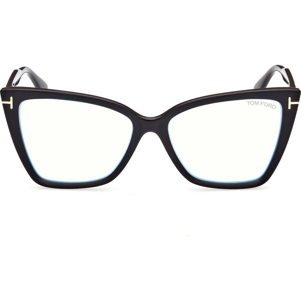 TOM FORD 55mm Cat Eye Blue Light Blocking Glasses In Black/other Product Image