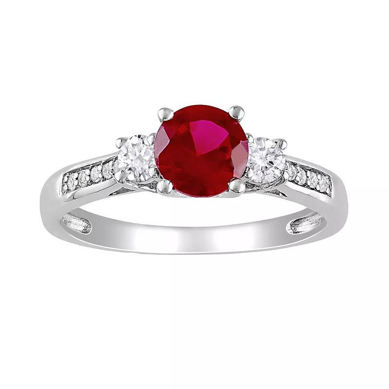 Stella Grace 10k White Gold Lab-Created Ruby, Lab-Created White Sapphire and Diamond Accent Ring, Womens Product Image