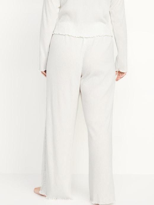 High-Waisted Ribbed Pajama Pants Product Image