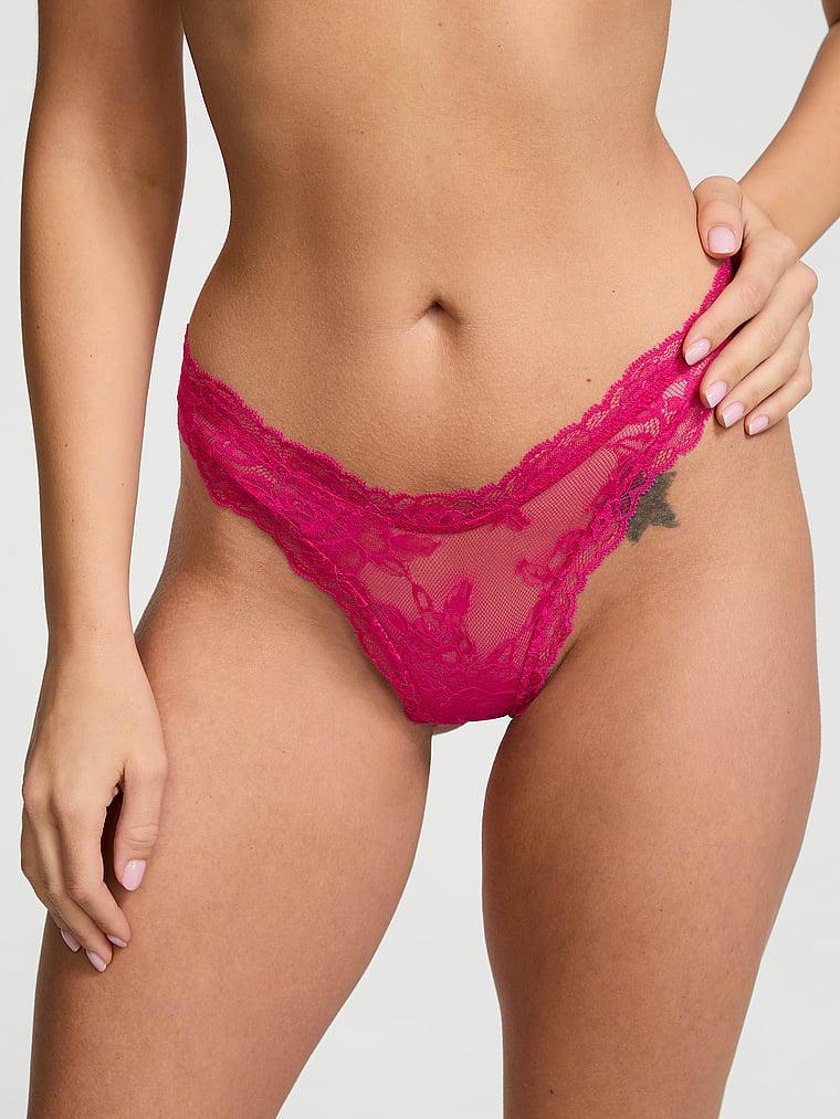 Rose Lace High-Leg Thong Panty Product Image