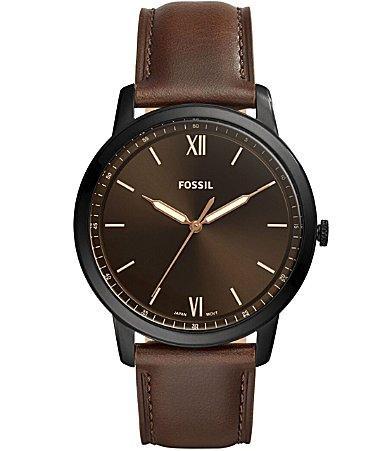 Fossil Mens Minimalist Smoke Stainless Steel Bracelet Watch 44mm Product Image