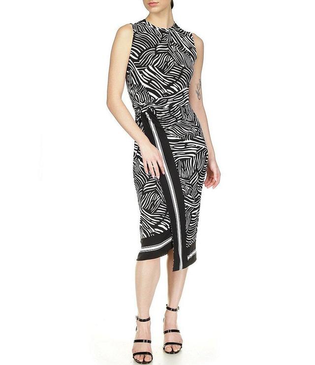 Michael Kors Printed Crew Neckline Sleeveless Midi Dress Product Image