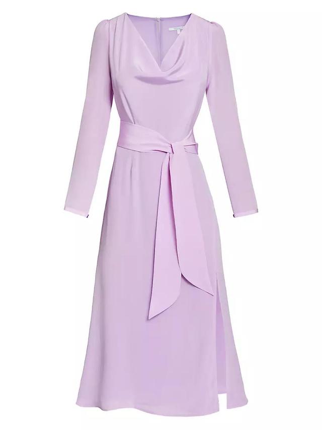 Cowlneck Silk A-Line Midi-Dress Product Image