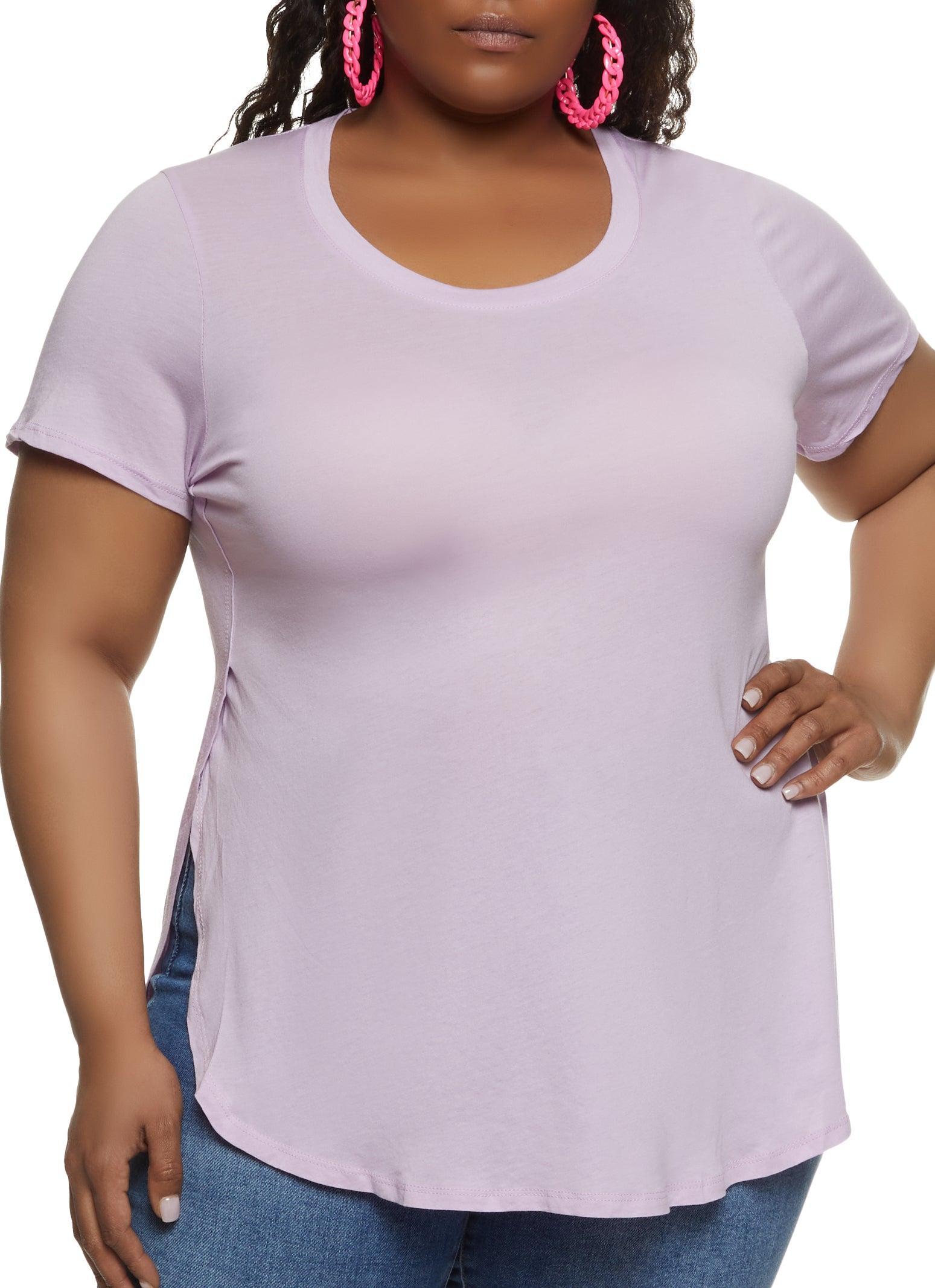 Womens Plus Size Basic Split Hem Tee Product Image