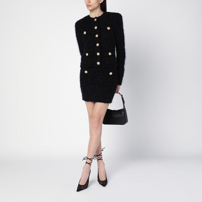 BALMAIN Knit Mini Skirt With Golden Buttons In Black Product Image