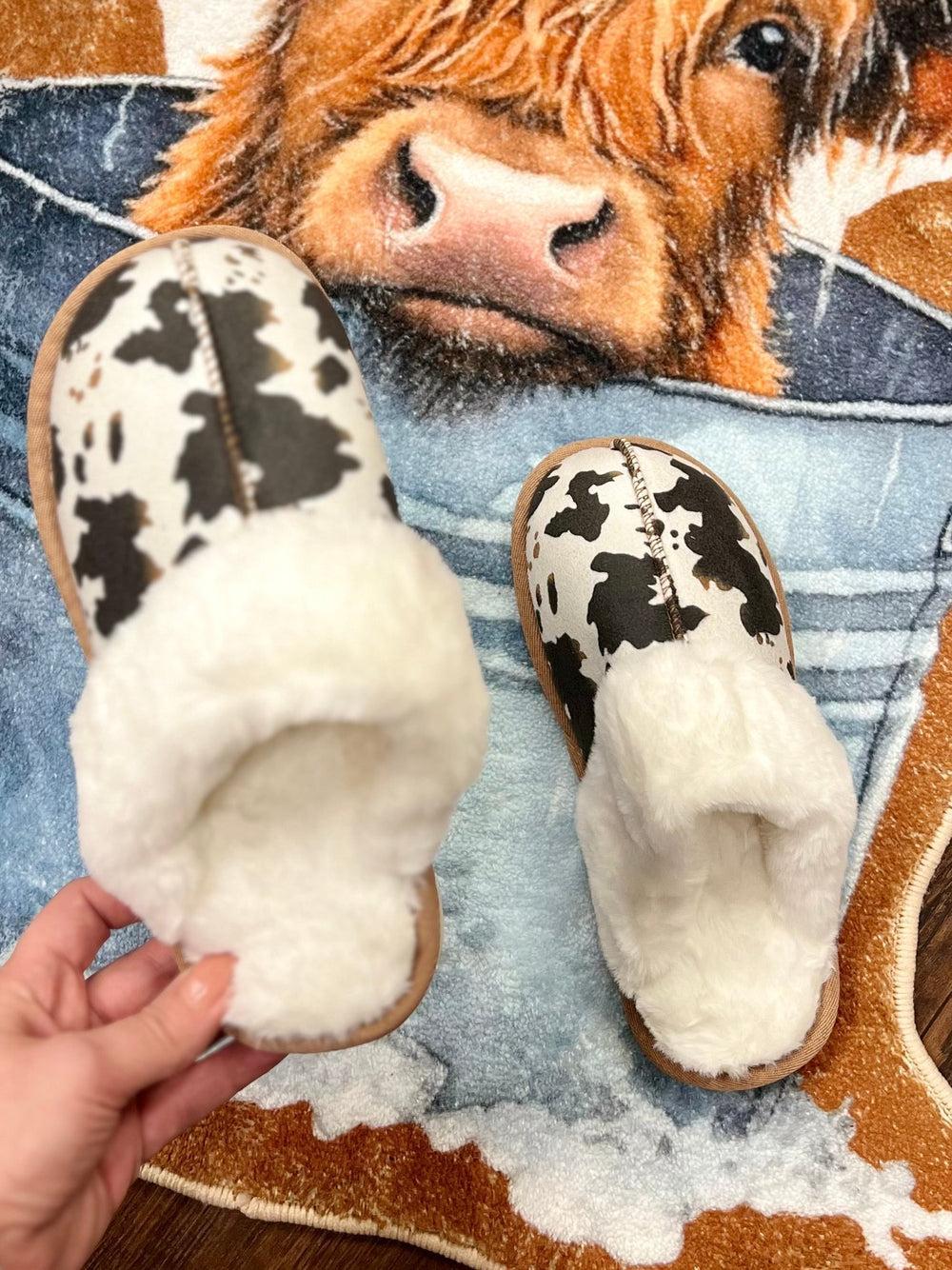 Comfy Cow Print Slippers Product Image