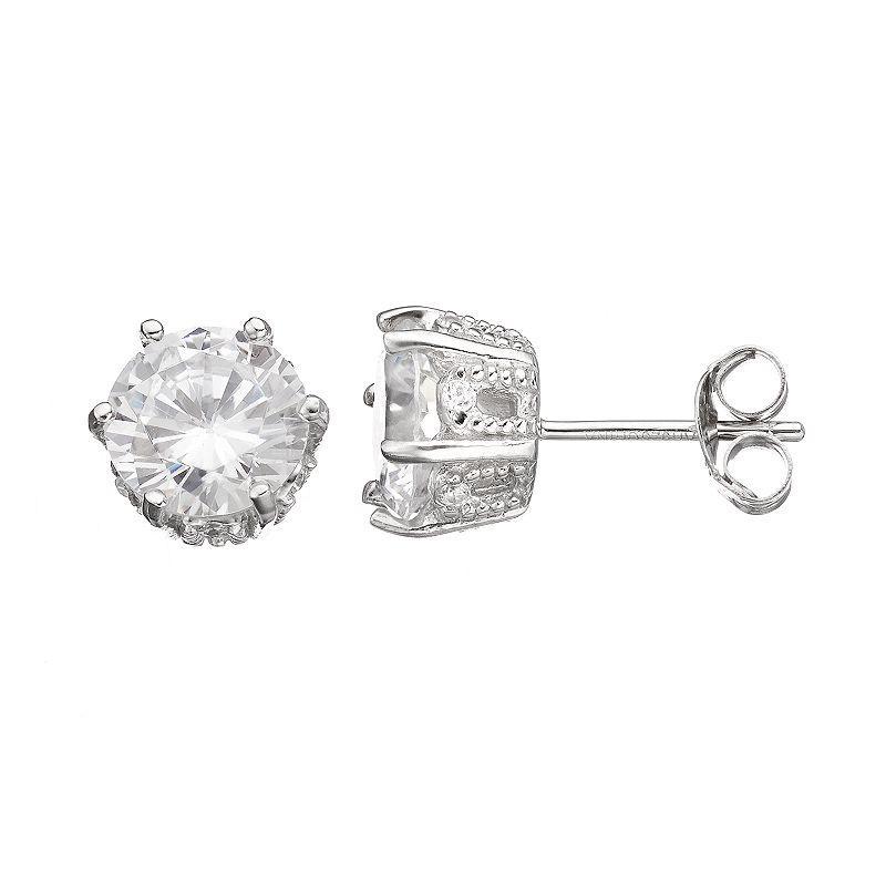 Sophie Miller Cubic Zirconia Sterling Silver Stud Earrings, Womens, White Product Image