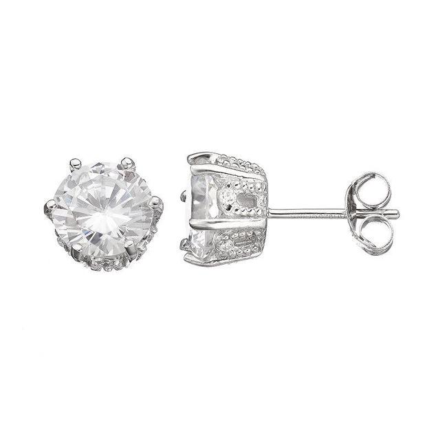 Sophie Miller Cubic Zirconia Sterling Silver Stud Earrings, Womens, White Product Image