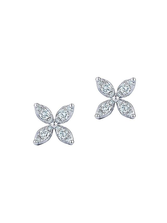 Womens Sunburst 18K White Gold & Diamond Stud Earrings Product Image