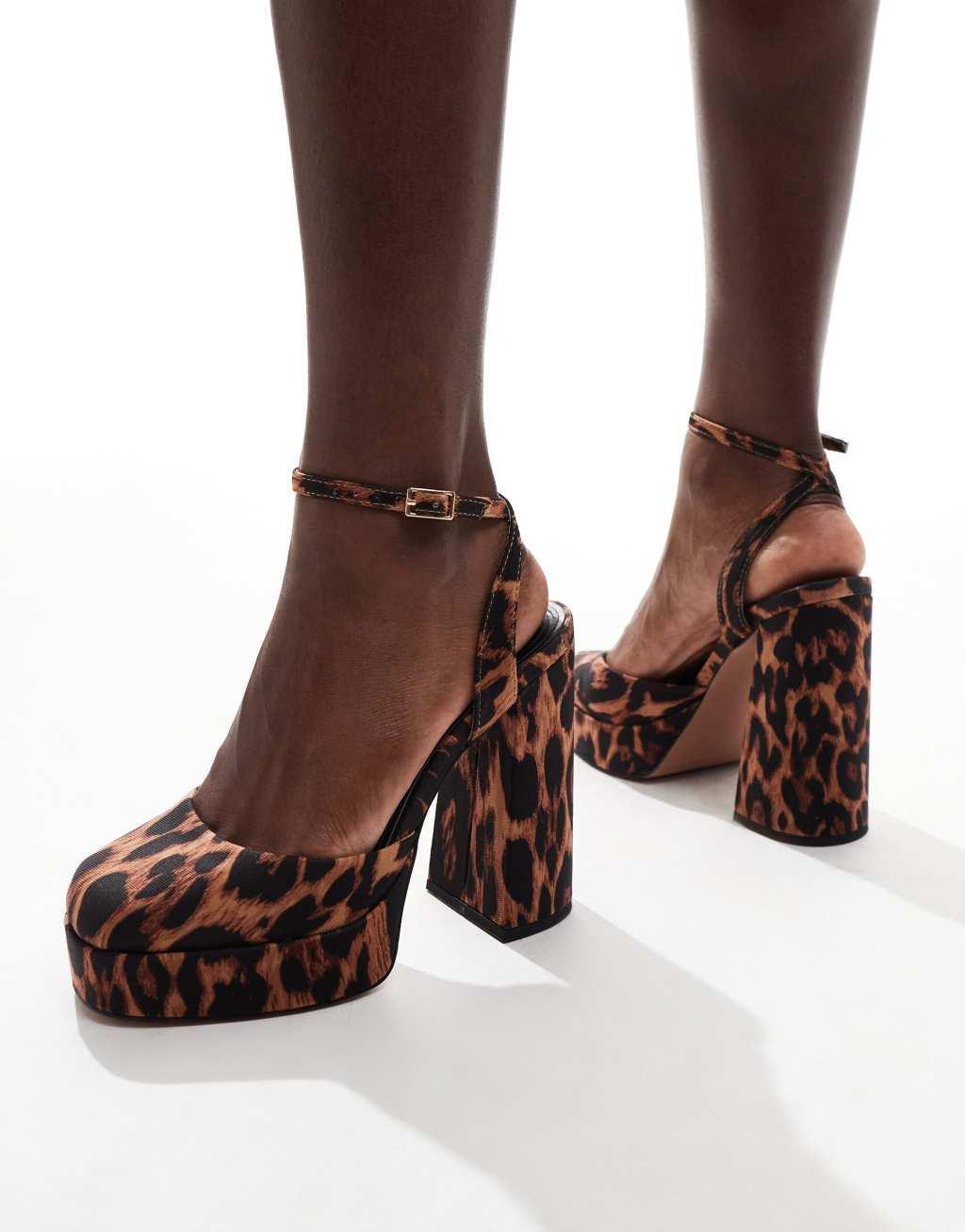 ASOS DESIGN Pressure platform high heel shoes in leopard product image