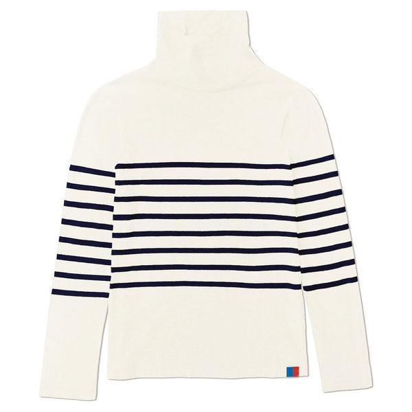 The Tissue Turtleneck - Cream/Navy Product Image