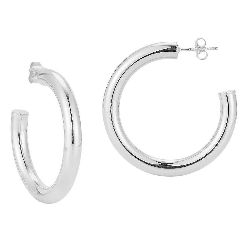 Sunkissed Sterling 14k Gold Over Silver Thick Hoop Earrings, Womens, Yellow Gold Tone Product Image