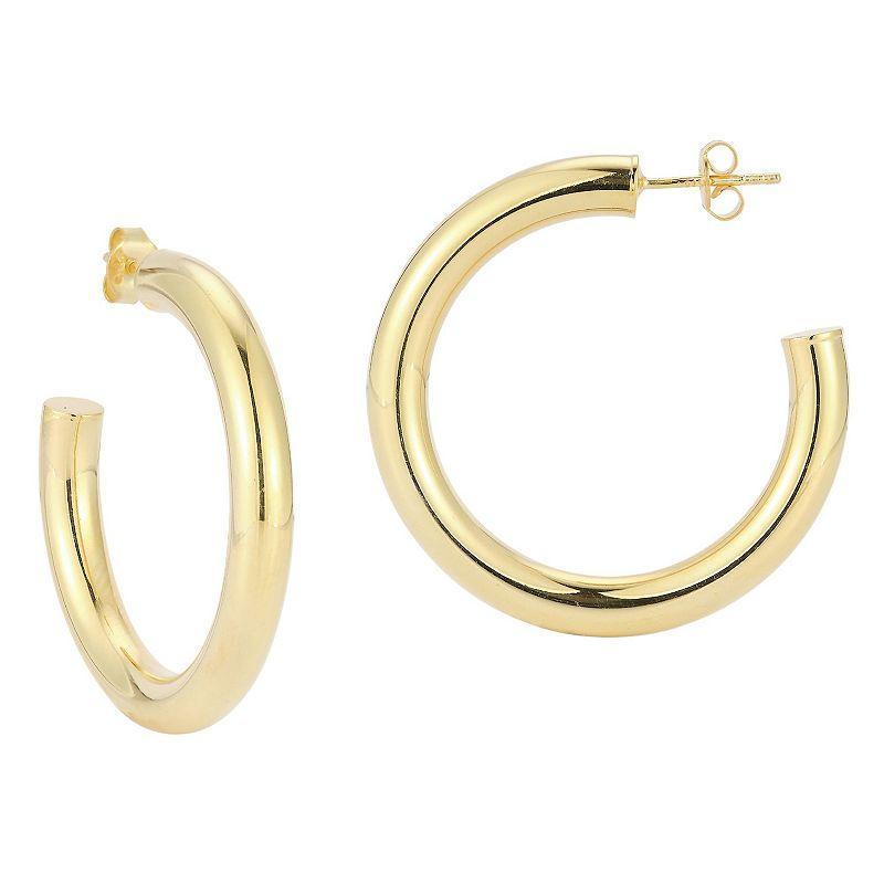 Sunkissed Sterling 14k Gold Over Silver Thick Hoop Earrings, Womens, Yellow Gold Tone Product Image