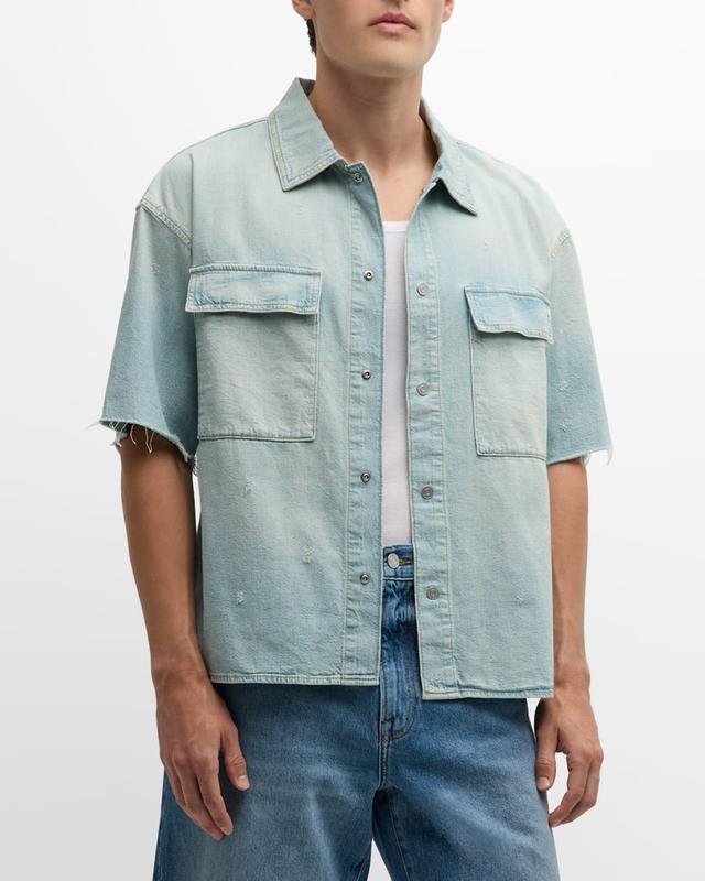 Mens Denim Short-Sleeve Shirt Product Image