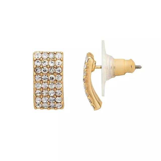 LC Lauren Conrad Gold Tone Pave Rectangle Stud Earrings, Womens, Clear Product Image