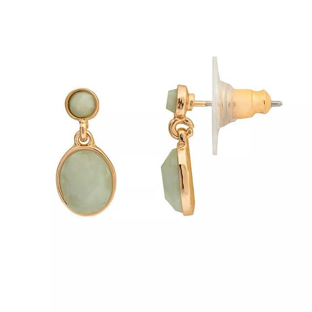 LC Lauren Conrad Gold Tone 2 Stone Drop Earrings, Womens, Green Product Image