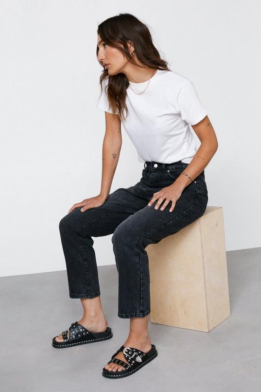 Petite Straight Leg Denim Jeans Product Image