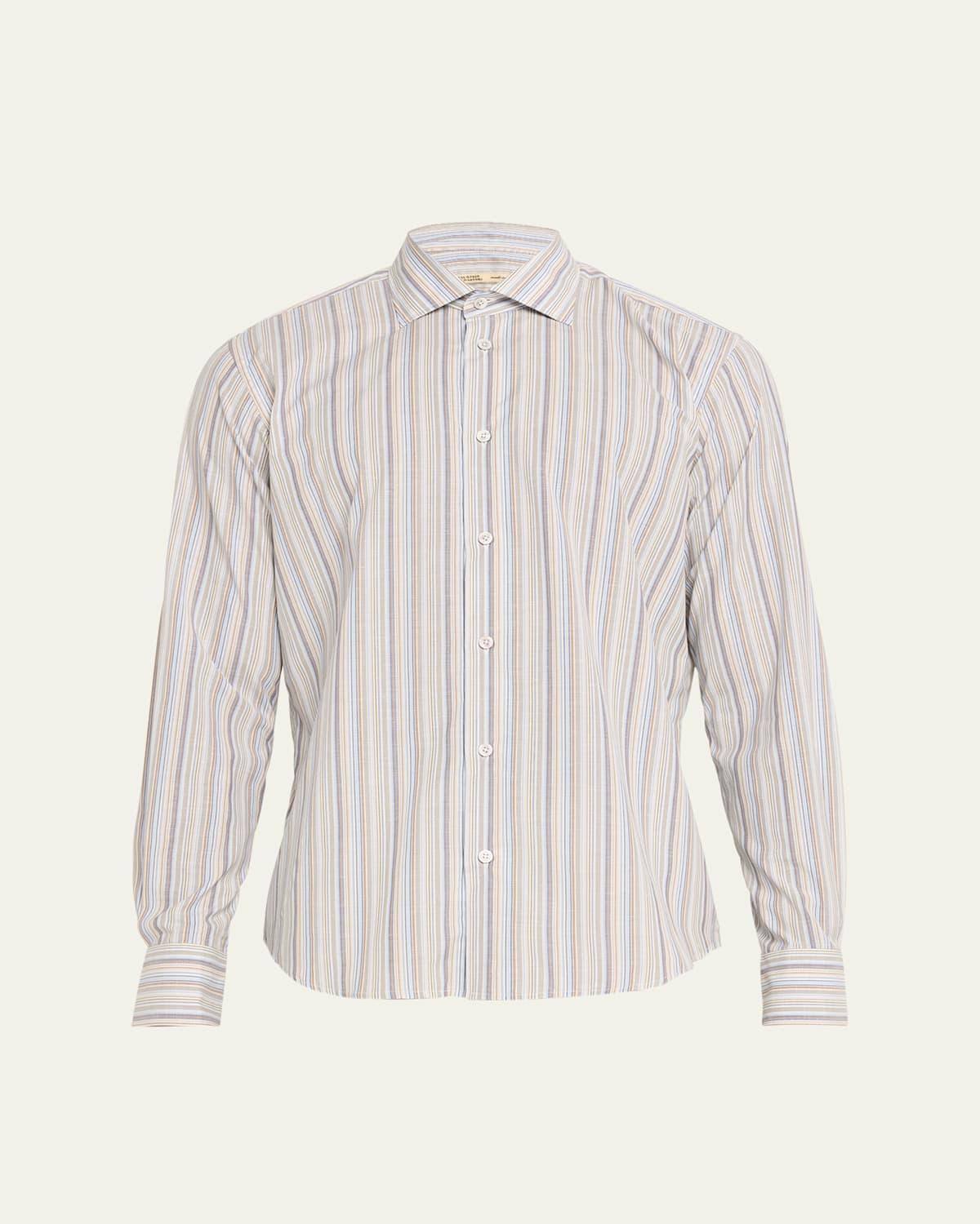 Mens Linen-Cotton Stripe Sport Shirt Product Image